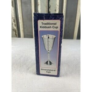 TRADITIONAL SILVER-PLATED KIDDUSH CUP - Silver Plated 6” High - Right Lite 1991